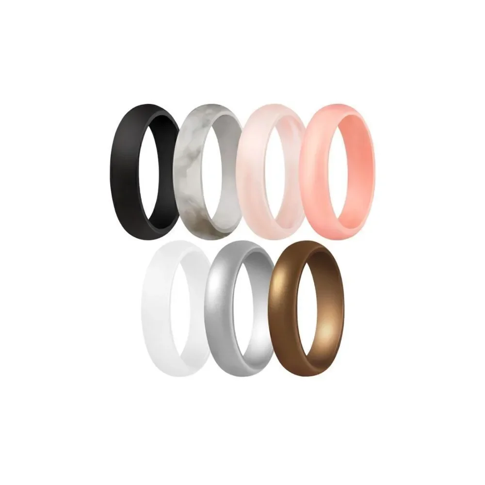 Silicone Wedding Bands Pack of 7